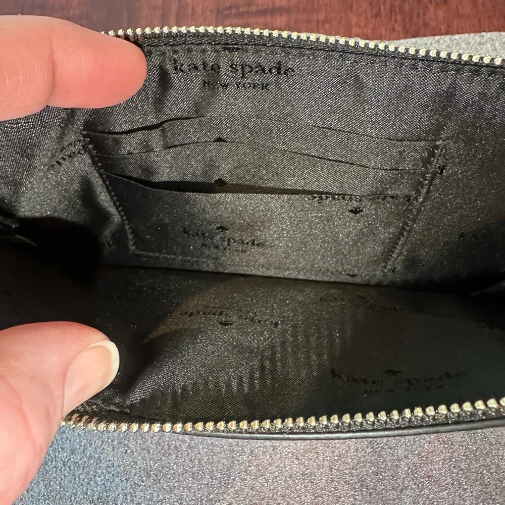 Kate Spade Lucy Glitter Medium L-zip Wristlet, black